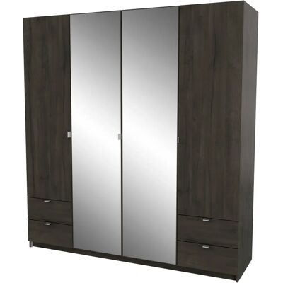 Garde-robe Mellie 4 portes de DEMEYERE GROUP avec miroirs - Garde-robe - Publicité Garde-robe Mellie 4 portes de DEMEYERE GROUP avec miroirs - Garde-robe - Publicité