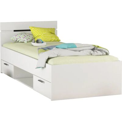 Letto Bianco Michigan 90x200 cm con Spazio di Stoccaggio - Letto Letto Bianco Michigan 90x200 cm con Spazio di Stoccaggio - Letto
