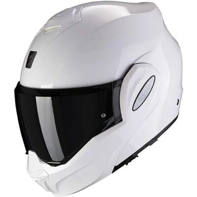 Casque Modular Exo-Tech Evo de Scorpion - Blanc, Certifié P/J - Publicité Casque Modular Exo-Tech Evo de Scorpion - Blanc, Certifié P/J - Publicité