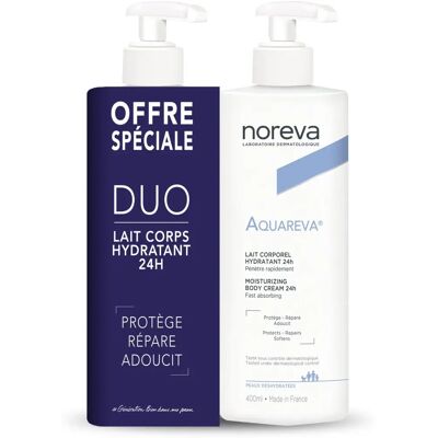 Lait Corporel Noreva Aquareva - Hydratant 24H, Pour Toute la Famille - Publicité Lait Corporel Noreva Aquareva - Hydratant 24H, Pour Toute la Famille - Publicité