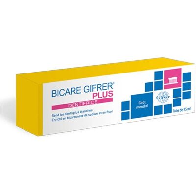 Dentifrice Gifrer Bicare Plus Menthol - Blanchiment Naturel 75ml - Publicité Dentifrice Gifrer Bicare Plus Menthol - Blanchiment Naturel 75ml - Publicité