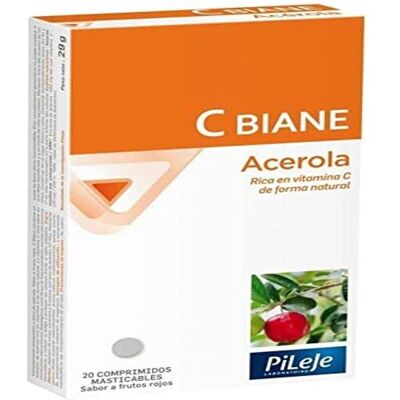 Pileje C Biane 20 Comprimés - Soutient le système immunitaire, Réduit la fatigue, Vitamine C naturelle Pileje C Biane 20 Comprimés - Soutient le système immunitaire, Réduit la fatigue, Vitamine C naturelle