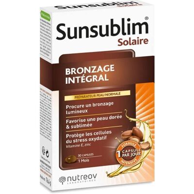 Nutreov Sunsublim Suplemento alimenticio integral para bronceado - 30 cápsulas Nutreov Sunsublim Suplemento alimenticio integral para bronceado - 30 cápsulas