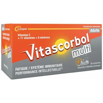 Cooper VITASCORBOLMULTI - Complément alimentaire avec vitamines & minéraux - Soutien immunitaire & réduction de la fatigue - Publicité Cooper VITASCORBOLMULTI - Complément alimentaire avec vitamines & minéraux - Soutien immunitaire & réduction de la fatigue - Publicité