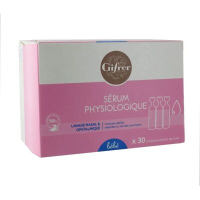 Sérum physiologique Gifrer 30 ampoules de 5 ml - Boîte 30 ampoules - Publicité Sérum physiologique Gifrer 30 ampoules de 5 ml - Boîte 30 ampoules - Publicité