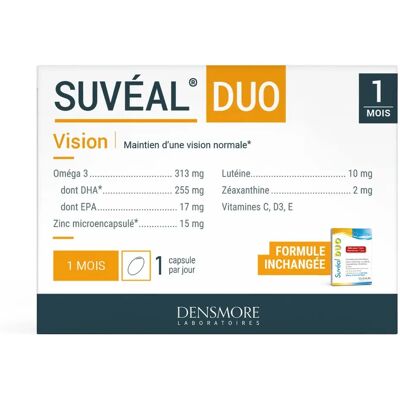 Densmore Suvéal Duo Omega 3, Luteine, Zéaxanthine - Soutien à la vision - Publicité Densmore Suvéal Duo Omega 3, Luteine, Zéaxanthine - Soutien à la vision - Publicité