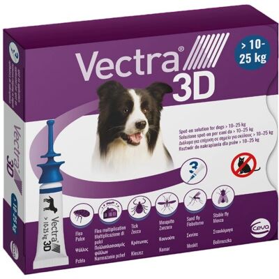 Vectra 3D Cane Medio Contro Pulci e Zecche - 3 Pipette Vectra 3D Cane Medio Contro Pulci e Zecche - 3 Pipette