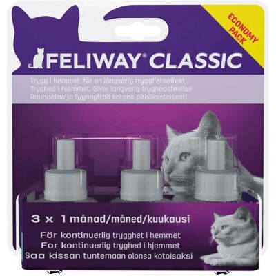 Feliway Classic Påfyllingssett for Diffusor - Stresslindring 3x48ml Feliway Classic Påfyllingssett for Diffusor - Stresslindring 3x48ml