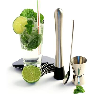 YOKO DESIGN RVS Mojito Kit - Cocktailset YOKO DESIGN RVS Mojito Kit - Cocktailset