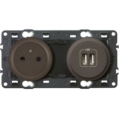 Legrand Double T Socket + 2 USB CELIANE 2 noir - Electrical Accessory Legrand Double T Socket + 2 USB CELIANE 2 noir - Electrical Accessory