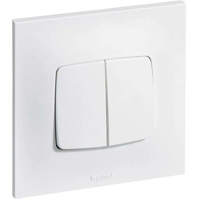 Interrupteur double poussoir Legrand Neptune - Double, Blanc, 6A - Publicité Interrupteur double poussoir Legrand Neptune - Double, Blanc, 6A - Publicité