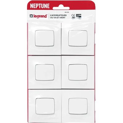 Legrand Neptune 6 Interrupteurs - Va-et-vient - Blanc - Interrupteurs et Dimmers - Publicité Legrand Neptune 6 Interrupteurs - Va-et-vient - Blanc - Interrupteurs et Dimmers - Publicité