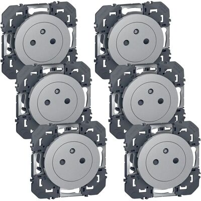 Legrand Conjunto de 6 Tomas de Corriente 2P+T 16A - Aluminio Legrand Conjunto de 6 Tomas de Corriente 2P+T 16A - Aluminio