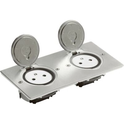 Legrand 089768 Prise double de surface Inox - Prise électrique - Publicité Legrand 089768 Prise double de surface Inox - Prise électrique - Publicité