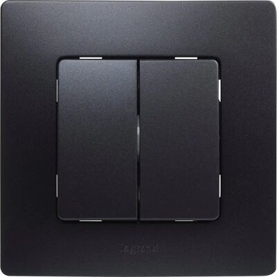 Legrand Dubbel Schakelaar - 396490 - Zwart - Compleet Monoblock Legrand Dubbel Schakelaar - 396490 - Zwart - Compleet Monoblock