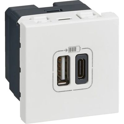 Prise double LEGRAND Mosaic - USB C/A - Blanc - Publicité Prise double LEGRAND Mosaic - USB C/A - Blanc - Publicité