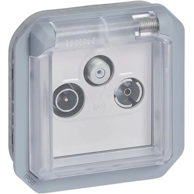 Legrand Plaque Murale TV-Sat - Gris - IP55 - Supporte FM, DAB+ & 4G LTE Legrand Plaque Murale TV-Sat - Gris - IP55 - Supporte FM, DAB+ & 4G LTE