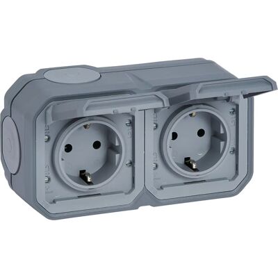 Legrand Doppel Steckdose 16A 2P+T Horizontal Plexo Grau Legrand Doppel Steckdose 16A 2P+T Horizontal Plexo Grau