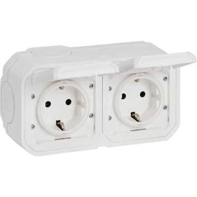 Legrand Doppelte Feuchtraum-Steckdose - IP55 - Wandmontage Legrand Doppelte Feuchtraum-Steckdose - IP55 - Wandmontage