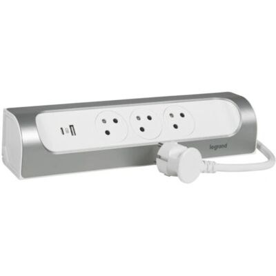 Legrand 0 494 06 Extensión eléctrica - 3 enchufes, 1 m, aluminio Legrand 0 494 06 Extensión eléctrica - 3 enchufes, 1 m, aluminio