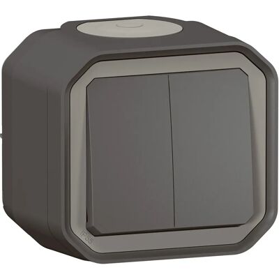 Legrand Dubbele Schakelaar Bediening - IP55 Waterdicht - 10A - Antraciet Legrand Dubbele Schakelaar Bediening - IP55 Waterdicht - 10A - Antraciet