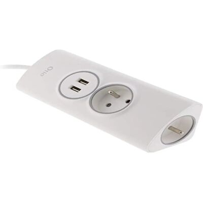 Otio Vinklad grenuttag 2P 16A + 2 USB - Platsbesparande Otio Vinklad grenuttag 2P 16A + 2 USB - Platsbesparande