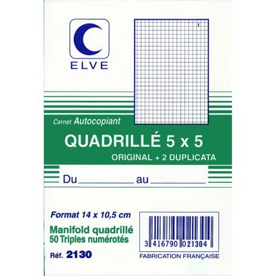 Manifold quadrillé Elve - Lot de 3, 14x10.5 cm - Publicité Manifold quadrillé Elve - Lot de 3, 14x10.5 cm - Publicité