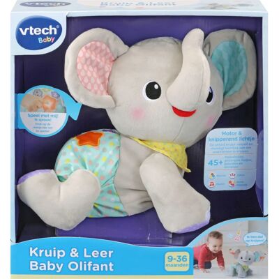 VTech Baby Kruip & Leer Olifant - Baby Speelgoed - Grijs VTech Baby Kruip & Leer Olifant - Baby Speelgoed - Grijs