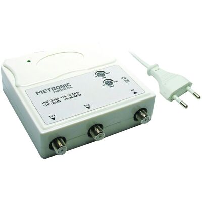 Amplificatore TV Metronic 414113 - VHF/UHF con Filtro LTE Amplificatore TV Metronic 414113 - VHF/UHF con Filtro LTE