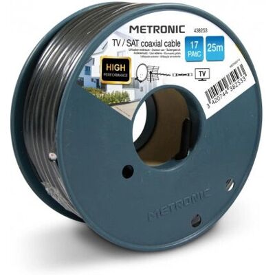 Metronic 438253 Coaxiaal Kabel - 25 m - Zwart Metronic 438253 Coaxiaal Kabel - 25 m - Zwart