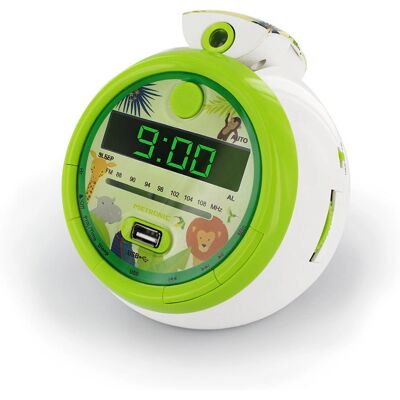 Zegar Jungle Metronic - Dla dzieci, USB, Regulowana projekcja czasu, Zielony Zegar Jungle Metronic - Dla dzieci, USB, Regulowana projekcja czasu, Zielony