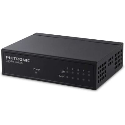 Metronic Ethernet Switch 5 Poorten - Gigabit, Zwart Metronic Ethernet Switch 5 Poorten - Gigabit, Zwart