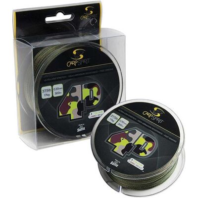 Carp Spirit 4D Camo Braid - 300m, 0.30mm, 37.5Lb - Fil de pêche - Publicité Carp Spirit 4D Camo Braid - 300m, 0.30mm, 37.5Lb - Fil de pêche - Publicité