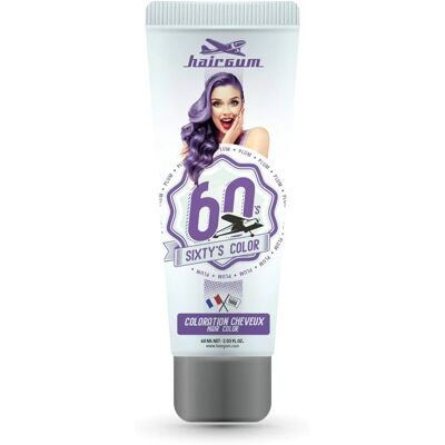 Color Purpura de Hairgum Sixty's - Tinte semipermanente para cabello - 60 ml Color Purpura de Hairgum Sixty's - Tinte semipermanente para cabello - 60 ml