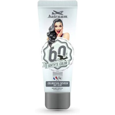 Hairgum Sixty's Color Stahl - Semi-permanente Haartönung für lebendige, glänzende Haare Hairgum Sixty's Color Stahl - Semi-permanente Haartönung für lebendige, glänzende Haare