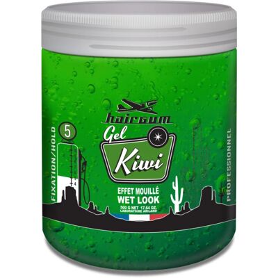 Gel coiffant Kiwi Hairgum - Fixation normale - Effet mouillé - 500 ml - Publicité Gel coiffant Kiwi Hairgum - Fixation normale - Effet mouillé - 500 ml - Publicité