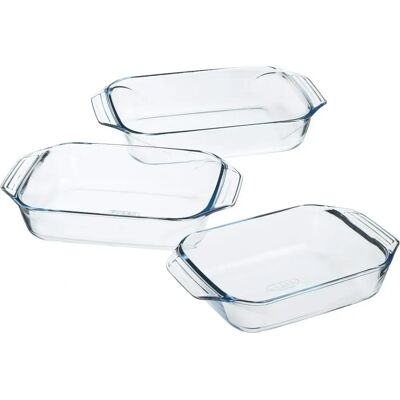 Sada 3 obdélníkových skleněných pekáčů Pyrex Sada 3 obdélníkových skleněných pekáčů Pyrex