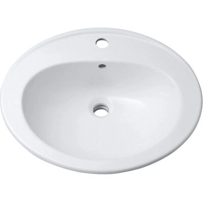 Lavabo encastré Geberit Bastia 56cm - Ovale en céramique avec trop-plein Lavabo encastré Geberit Bastia 56cm - Ovale en céramique avec trop-plein