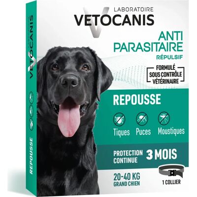 Collier Antiparasitaire Vetocanis pour Grand Chien - Naturel, 3 Mois Collier Antiparasitaire Vetocanis pour Grand Chien - Naturel, 3 Mois