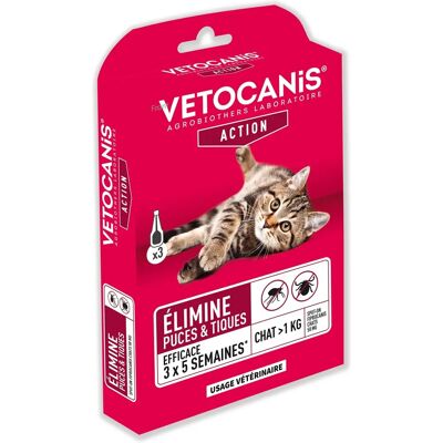 Vetocanis Fipronil 50 mg - Pipettes pour chat - Jusqu'à 5 semaines Vetocanis Fipronil 50 mg - Pipettes pour chat - Jusqu'à 5 semaines