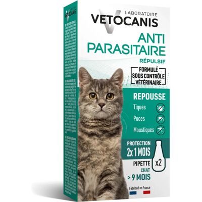 Vetocanis Chat Pipette - Anti-parasites - 2 unités - 1 mois Vetocanis Chat Pipette - Anti-parasites - 2 unités - 1 mois