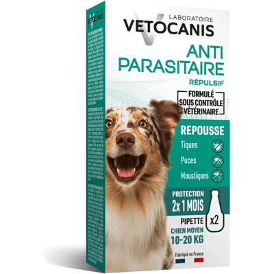 VETOCANIS 2 Pipettes anti-puces et anti-tiques - Pour chien 10-20 kg - 2x 1 mois protection VETOCANIS 2 Pipettes anti-puces et anti-tiques - Pour chien 10-20 kg - 2x 1 mois protection