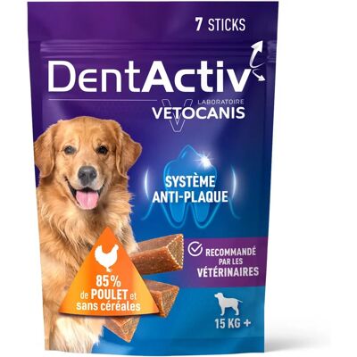 VETOCANIS Os Dentaires pour Chiens - 7 Bâtonnets - Pour Chiens de Plus de 15kg VETOCANIS Os Dentaires pour Chiens - 7 Bâtonnets - Pour Chiens de Plus de 15kg