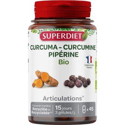 Superdiet Kurkuma Curcumin Piperine Bio - Gelenkunterstützung - 45 Kapseln Superdiet Kurkuma Curcumin Piperine Bio - Gelenkunterstützung - 45 Kapseln