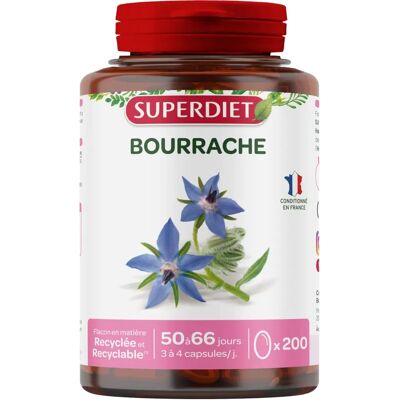Huile de Bourrache Superdiet - 200 Capsules - Boîte en Plastique - Complément Alimentaire - Publicité Huile de Bourrache Superdiet - 200 Capsules - Boîte en Plastique - Complément Alimentaire - Publicité