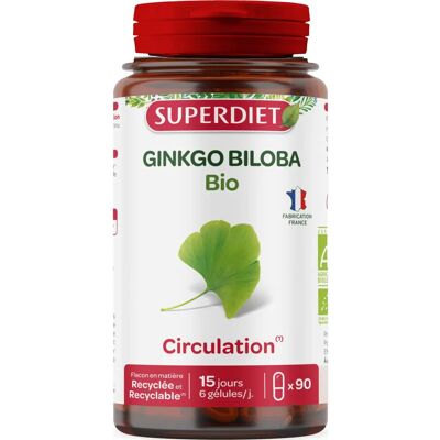 Superdiet Ginkgo Biloba Bio - 90 Gélules - Boîte plastique Superdiet Ginkgo Biloba Bio - 90 Gélules - Boîte plastique
