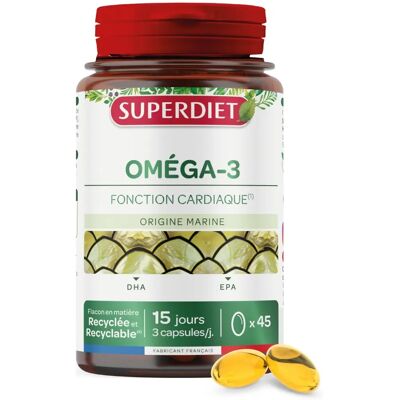 Superdiet Omega 3 - 45 Kapseln - Unterstützt Herz, Gehirn, Haut Superdiet Omega 3 - 45 Kapseln - Unterstützt Herz, Gehirn, Haut