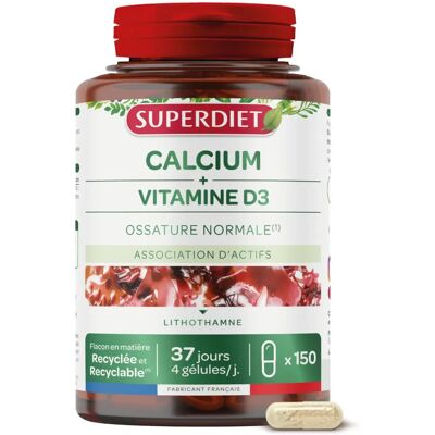 Superdiet Calcium + Vitamin D 150 Kapseln - Nahrungsergänzungsmittel Superdiet Calcium + Vitamin D 150 Kapseln - Nahrungsergänzungsmittel