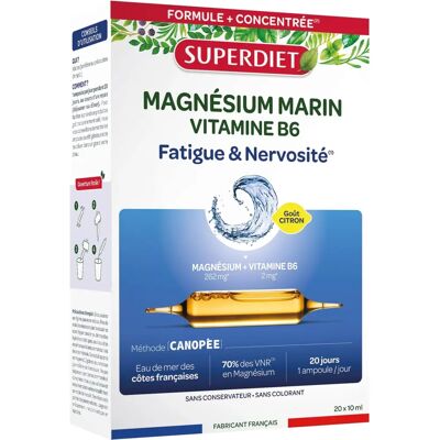 Superdiet Magnésium Marin + Vitamine B6 - 20 Ampoules - Publicité Superdiet Magnésium Marin + Vitamine B6 - 20 Ampoules - Publicité