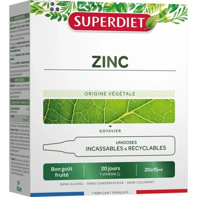 Superdiet Zink - 20 Unzerbrechliche Ampullen - Nahrungsergänzung Superdiet Zink - 20 Unzerbrechliche Ampullen - Nahrungsergänzung